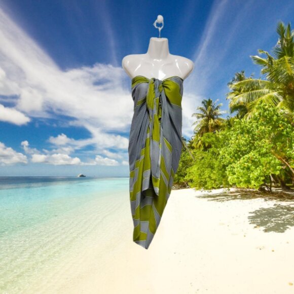 Womens Sarong Pareo Cotton Wrap HandPainted Batik Wrapskirt Beachwear -NEW - Picture 5 of 6